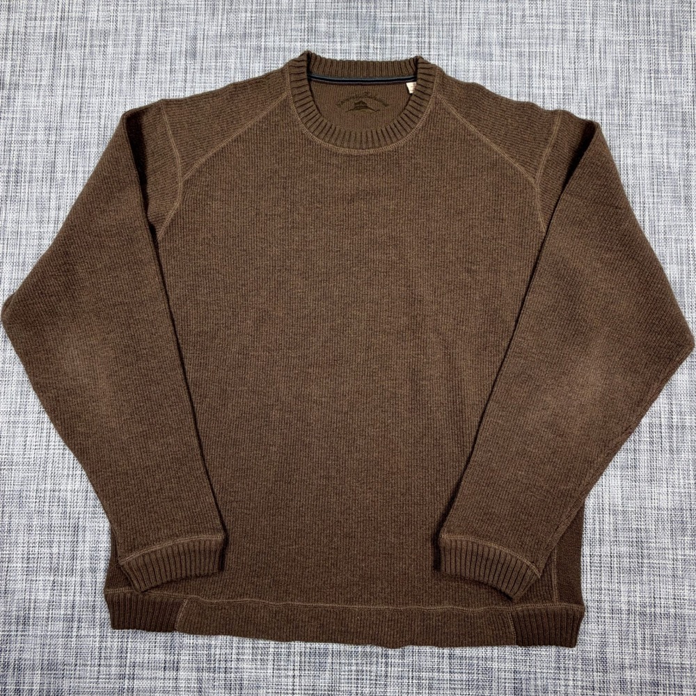 Tommy Bahama Men's Sweater Brown Extra Large Cotton Crewneck Raglan Pullover